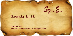 Szendy Erik névjegykártya